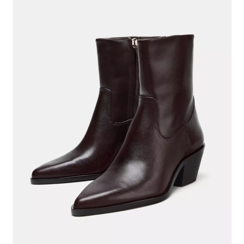 Leather Cowboy Ankle Boots